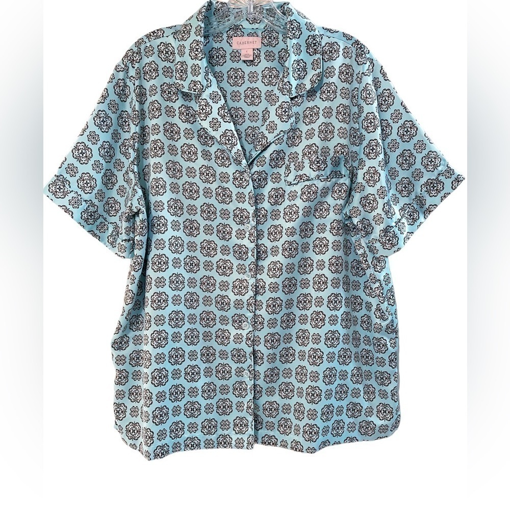 Cabernet Short Sleeve Pajama Top Turquoise  Sz L